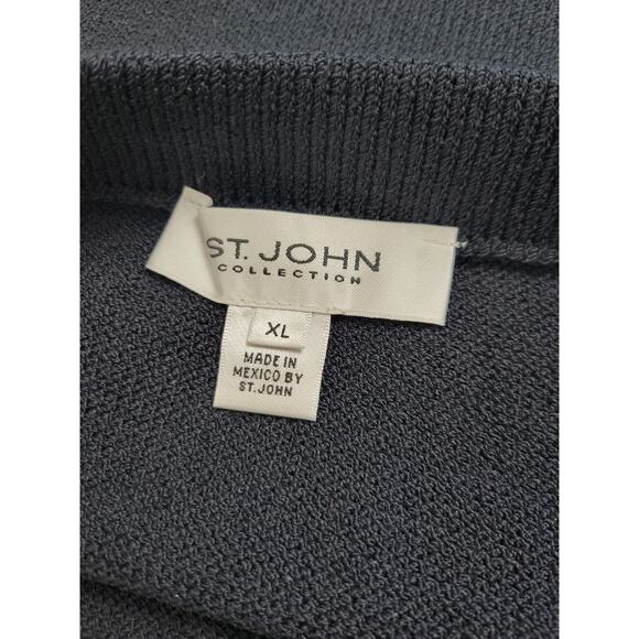 St. John Collection 16 Black Wool Blend Flower Pearl Buttons‎ 2pc Skirt Jacket - Picture 11 of 15